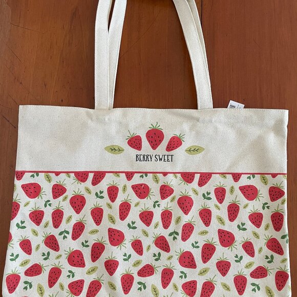 Strawberry Canvas Tote Bag "Berry Sweet" ~ New with Tags - Picture 1 of 6